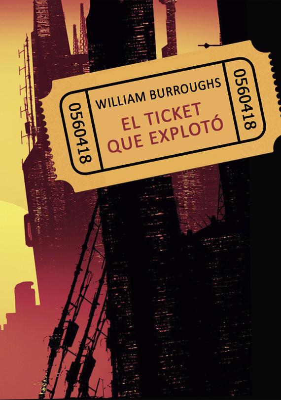 collage digital de un atardacer con sombras de edificios y en promer plano un ticket con el título del libro y nombre del autor